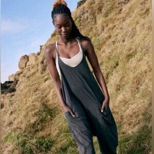 Free People Movement hotshot onesie in washed black size Large